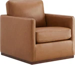 Mid Century Modern Genuine Leather Swivel Accent Chair - Fully Assembled Saddle. Fixed Price $914.99.