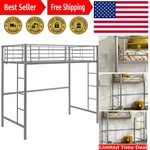 Functional Twin Over Loft Bunk Bed With Integrated Ladder & Guardrails - Silver. Fixed Price $328.69.