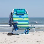 Tommy Bahama 5 Position Folding Backpack Beach Chair - Blue/green Stripe. Fixed Price $79.99.