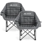 Huskfirm 2 Camping Chairs Oversized Padded Twin Pack, Grey. Fixed Price $201.99.