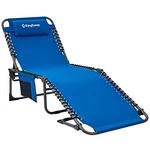Kingcamp Portable Lounge Chair 4-FOLD Patio Reclining Pillow Pocket Light Blue. Fixed Price $59.08.