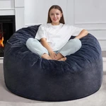 Large 5FT Plush Faux Fur Bean Bag Chair For Living Bedroom, Office - Dark. Fixed Price $149.99.