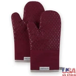 Heat Resistant Cotton Oven Mitts Silicone Grip Kitchen Set Of 2 Cooking Tools Us. Fixed Price $18.65.