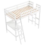 Twin Size Loft W/ Desk & Shelf 2 Ladders Guard Rail For Kids Teens Bedroom. Fixed Price $239.99.