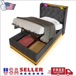 Hydraulic Storage Bed,upholstered BED,360 Led,buttons/apps/remote Control W/ Usb. Fixed Price $369.39.