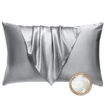 Bhz Grey Satin Goose Down Feather Pillows King Size With Pillowcase. Fixed Price $53.94.