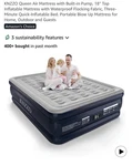 Knzzo Queen Air Mattress With Built-in Pump, 18" Top Inflatable. Fixed Price $36.50.
