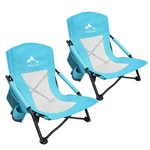 Oileus Ultralight Low Folding Beach Chairs (2-PACK) With Mesh, Cup Holder & Bag. Fixed Price $113.83.