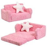 Momcaywex Toddler Couch 2-IN-1 Fold Out Sofa W/ Star Pillow Pink Heart. Fixed Price $135.98.