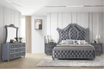 5PC Traditional Upholstered Queen Set Arched Headboard Bedroom Furniture. Fixed Price $1999.99.