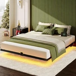 Bed Frame Queen Size, Floating With Smart Led Lights & Charging Statio. Fixed Price $143.98.