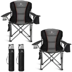 Alpha Folding Camping Chair For Adults, Oversized Heavy Twin Pack, Black. Fixed Price $179.60.