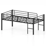 Twin Size Low Loft Bed, Heavy Duty Metal Frame W/safety GUARDRAILS&2 Ladders. Fixed Price $99.99.