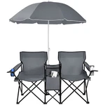 Goplus Folding Portable Picnic Double Chair With Umbrella - Gray. Fixed Price $94.95.
