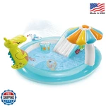 Intex Gator 6.6' 5.6' 4" Outdoor Inflatable Kiddie Pool Water Play Swim Cent. Fixed Price $77.99.