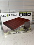 Cedar Trail Queen Size Air Mattress W/ Pump & Travel Bag Red Indoor Outdoor. Fixed Price $29.99.