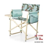 Outdoor Directors Chair With Side Tropical Foliage Pattern Beige Accents. Fixed Price $136.50.