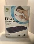 Relax Flocked Air Bed Twin Size 74 9 In, Pump & Carry Bag Included Nib. Fixed Price $19.83.