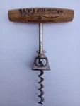 Vintage Welch Grape Juice Advertising Corkscrew - Westfield New York Wood Handle. Fixed Price $29.00.