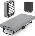 Portable Folding Bed Guest With Memory Foam Mattress & Metal Frame Rollaway. Fixed Price $89.99.