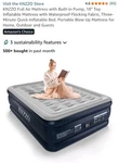 Knzzo Queen Air Mattress Built-in Pump Waterproof Flocking Fabric 18" Height. Fixed Price $49.99.