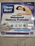Clean Rest Waterproof Queen Mattress Protector 60" X 80" 21" New In Package. Fixed Price $17.95.