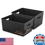 Bino Plastic Storage Baskets Large Black Stable Collection Multi-use Organizer. Fixed Price $62.93.