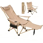 Reclining Camping Chair With Footrest, 4-POSITION Adjustable Back Folding Lou.... Fixed Price $60.60.