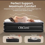 Queen Air Mattress With Built-in Pump, 18" Raised Inflatable Bed, Silk Foam Topp. Fixed Price $77.42.