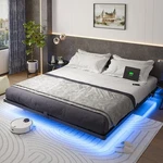 Bed Frame King Size Floating Smart Led Lights Usb Charging Black Liians Station. Fixed Price $154.99.
