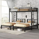 Triple Bunk Bed, Detachable Twin Beds, Easy Assembly, Black. Fixed Price $480.99.