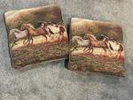 2- Cummings Tapestry Double Sided Wild Horses 16 X Vintage Pillows. Fixed Price $27.99.