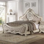 Acme Ragenardus Queen Bed Beige Linen & Antique White. Fixed Price $1470.19.