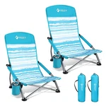 Villey Low Beach Chairs For Adults 2'2.4" X 2'9.5", Blue Stripes. Fixed Price $131.77.