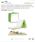 Cushy Form Floor Mattress Portable Tri-folding Bed. Fixed Price $50.00.