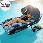 Pool Floats Lounger With UPF50+ Canopy Adjustable, Inflatable Large Floating Cha. Fixed Price $80.43.