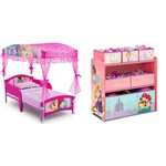 Delta Children Canopy Toddler Bed Disney Princess Design Store 6 Bin Toy. Fixed Price $194.43.