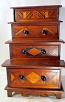 * Kas Chest Draws Walnut 18" Graduated Inlay Antique 1800 Louis Xiv Miniature. Fixed Price $435.00.