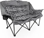 Black Sierra Double Loveseat Comfort Camping Couch, Oversized Folding Chair. Fixed Price $187.99.