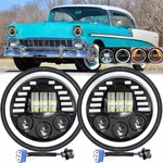 Pair 7" Inch Led Headlights W/ Halo Ring Angel Eyes For Chevy Bel 1955-1957. Fixed Price $45.99.