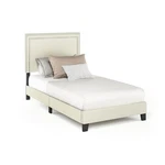 Furinno Laval Double Row Nail Head 12PC Slat Style Bed Frame, Twin, Linen. Fixed Price $162.74.