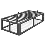 Firpeesy 18" Twin Xl Heavy Duty Metal Bed Frame W/ Rounded Corner Headboard Hols. Fixed Price $158.98.