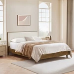 Chita Platform Bed Frame, W/ Boucle Upholstered Headboard&wooden Slats Support. Fixed Price $359.99.