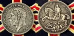 1935 50% Sterling Silver Crown Coin George Vintage Rocking Horse Antique. Fixed Price $108.73.